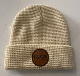 Circle Leather Patch Beanie