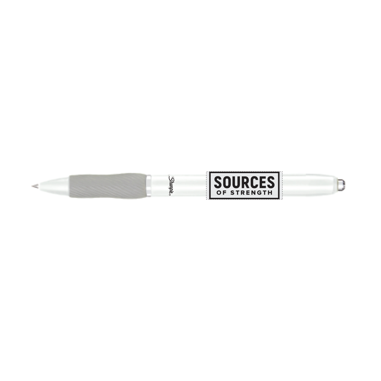 Sources of Strength Logo S-Gel White Barrel, Black Ink Pen