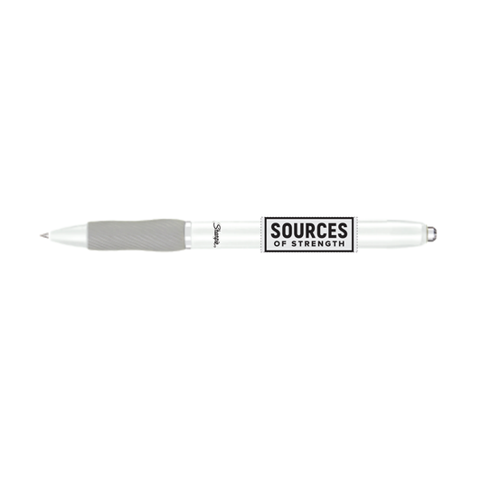 Sources of Strength Logo S-Gel White Barrel, Black Ink Pen